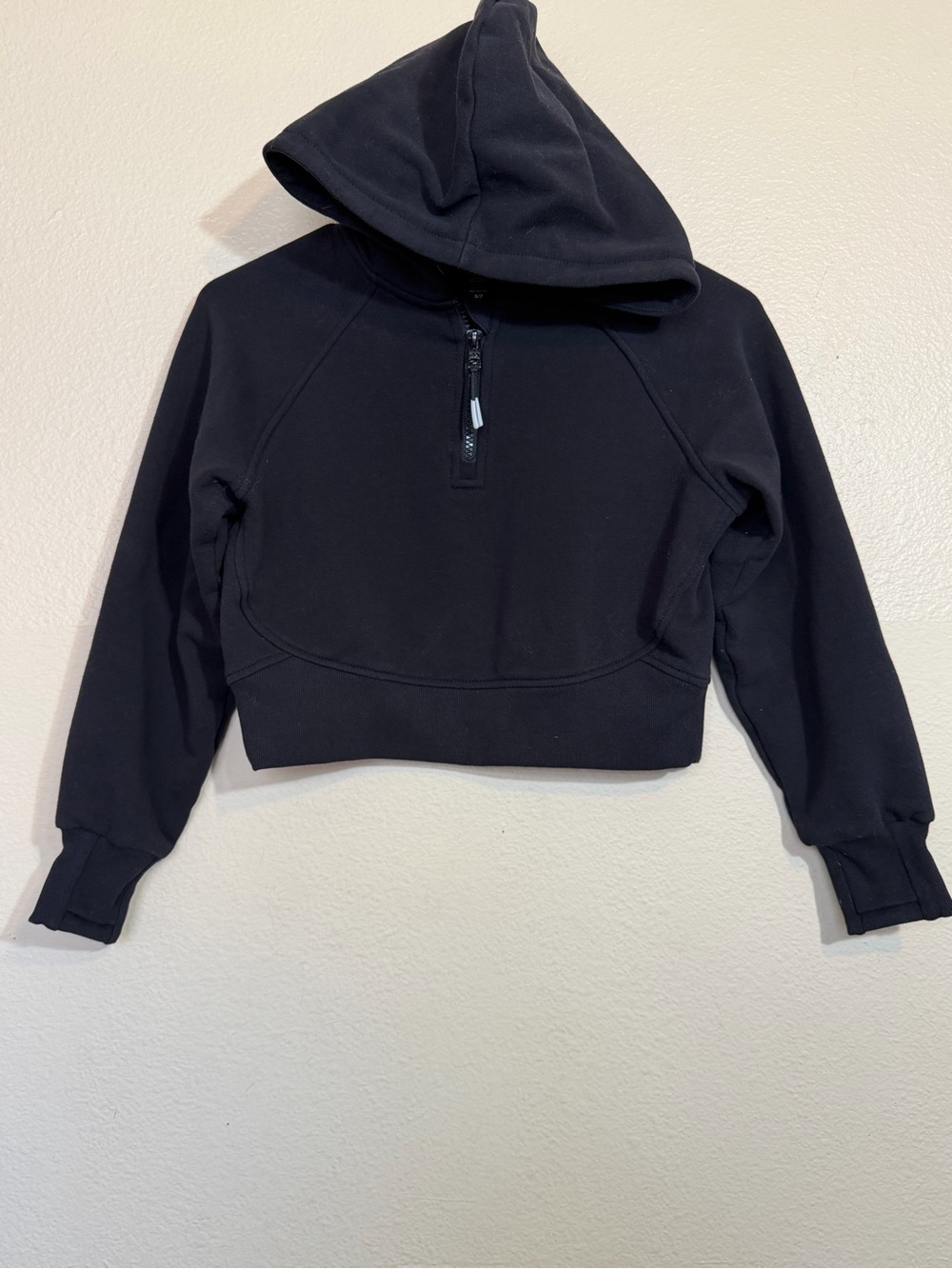 Athleta Black Cropped Half-Zip Hoodie Girls S 7
